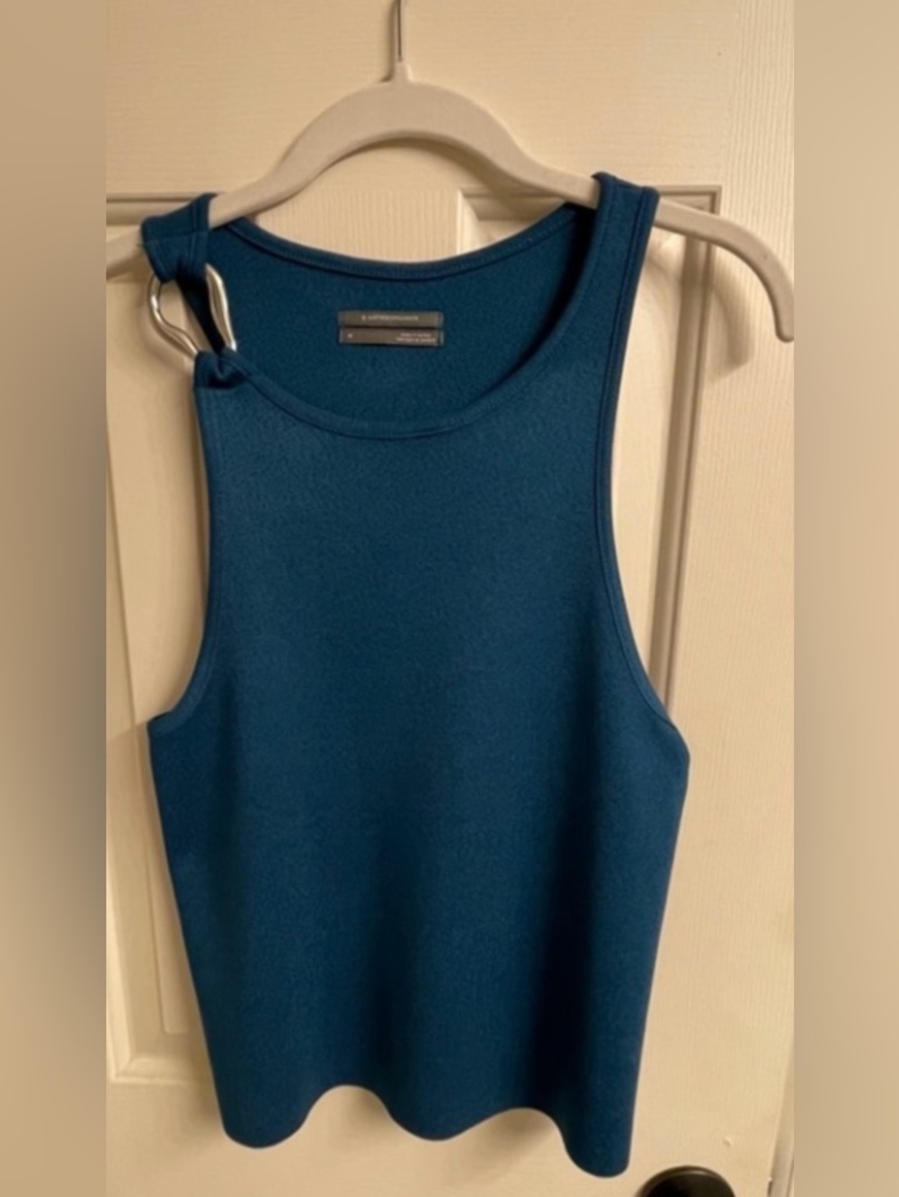 Anthropologie teal tank with ring knot shoulder detail size medium